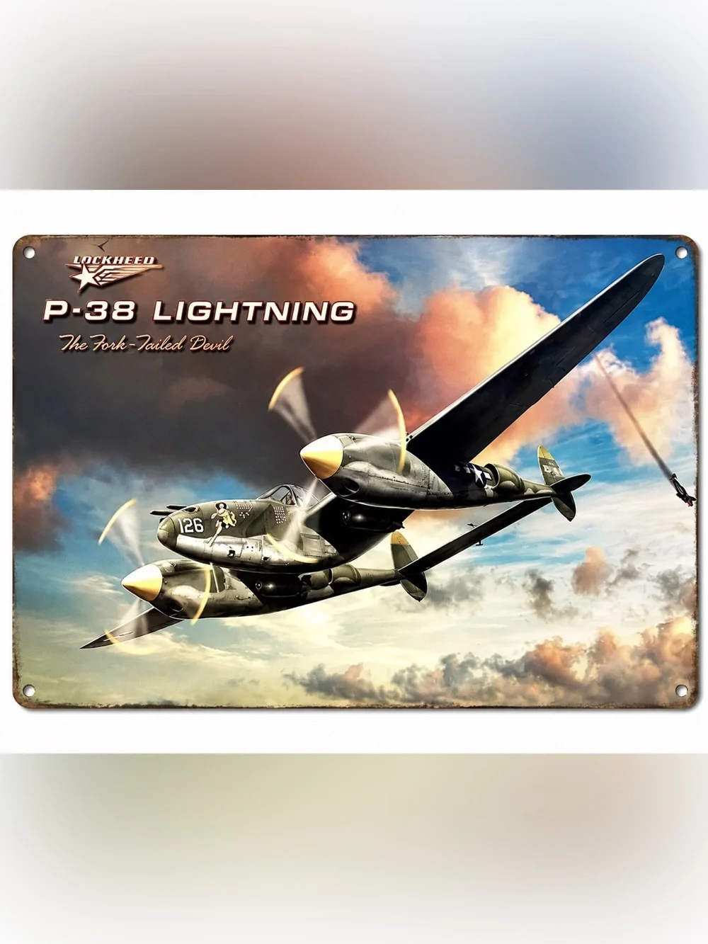 NEW Heavy Duty Steel P-38 Lightning Metal Sign